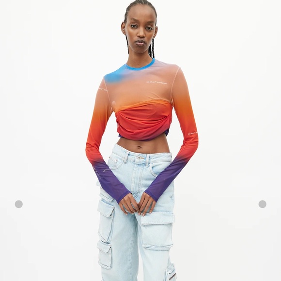 Off-White Tops - Off-White cropped mesh tee